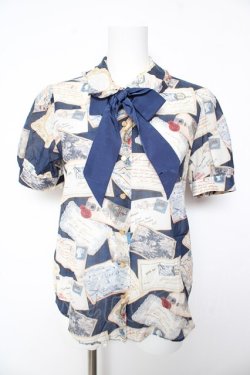 画像1: Jane Marple / Precious Cardsのブラウス M ネイビー Y-26-02-01-011-JM-BL-SZ-ZY