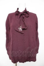 画像1: axes femme / 刺繍入りリボンロングブラウス M パープル Y-26-02-01-016-AX-BL-SZ-ZT628 (1)