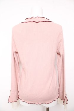 画像2: axes femme / 袖レース配色メローリブプルオーバー F ピンク Y-26-02-01-018-AX-TO-SZ-ZY