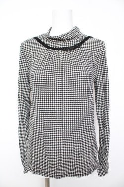 画像1: axes femme / 千鳥柄ハイネックプルオーバー M 黒 Y-26-02-01-020-AX-TO-SZ-ZY