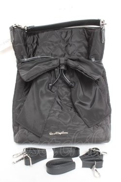 画像1: DearMyLove / ハートキルティング巾着リュック  黒 Y-26-02-04-045-EL-BG-SZ-ZY