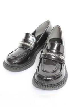 画像1: DearMyLove / シルバージップローファー 22.5cm 黒 Y-26-02-04-061-EL-SH-SZ-ZY