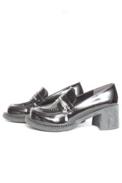 画像2: DearMyLove / シルバージップローファー 22.5cm 黒 Y-26-02-04-061-EL-SH-SZ-ZY