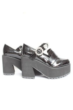 画像4: DearMyLove / キラキラビジューリボン厚底ローファー 22.5cm 黒 Y-26-02-04-062-EL-SH-SZ-ZY