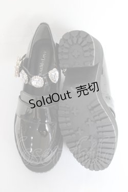 画像5: DearMyLove / キラキラビジューリボン厚底ローファー 22.5cm 黒 Y-26-02-04-062-EL-SH-SZ-ZY