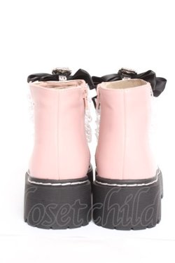 画像3: DearMyLove / ローヒールハートビジューレースアップシューズ 22.5cm ピンク Y-26-02-04-064-EL-SH-SZ-ZY