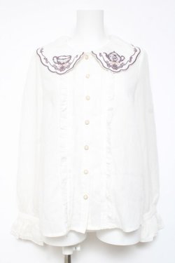 画像1: Amavel / ティーセット刺繍入りジャボ付きブラウス F ラベンダー Y-26-02-04-067-CA-BL-SZ-ZY