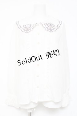 画像1: Amavel / ティーセット刺繍入りジャボ付きブラウス F ラベンダー Y-26-02-04-067-CA-BL-SZ-ZI