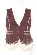 axes femme / 花刺繍3Bベスト M 茶 Y-26-02-04-072-AX-TO-SZ-ZY