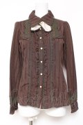 axes femme / タイ付きジャガードブラウス L 茶 Y-26-02-04-073-AX-BL-SZ-ZY