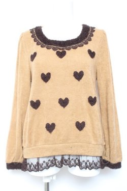 画像1: axes femme / ハート柄ニットプル M キャメル Y-26-02-04-078-AX-TO-SZ-ZY
