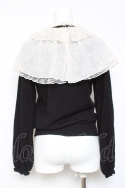 画像2: axes femme / レース重ねケープニットプルオーバー M 黒 Y-26-02-04-081-AX-TO-SZ-ZY