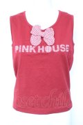 PINK HOUSE / ロゴギンガム×リボンタクトップ  赤 Y-26-02-04-084-LO-TO-SZ-ZY