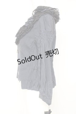 画像2: ALGONQUINS / ストライプフリルシャツジャケット F 紺 Y-26-02-04-095-AL-BL-SZ-ZY