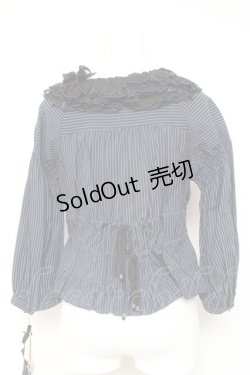 画像3: ALGONQUINS / ストライプフリルシャツジャケット F 紺 Y-26-02-04-095-AL-BL-SZ-ZY