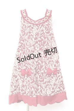 画像1: axes femme / サイドリボンデザイン総柄ジャンパースカート M ワイン Y-26-02-04-097-AX-OP-SZ-ZT173