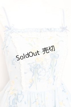 画像4: Mademoiselle Pearl / Embroidery Bodice Blue Floral Dress XS サックス Y-26-02-04-098-LO-OP-SZ-ZY