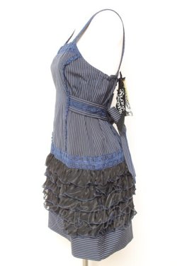 画像2: ALGONQUINS / ストライプフリルジャンスカ F 紺 Y-26-02-04-105-AL-OP-SZ-ZY