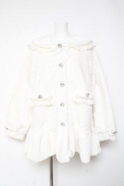 画像1: DearMyLove / バックレースアップビジューセーラーファーコート L 白 Y-26-02-04-114-EL-CO-SZ-ZY
