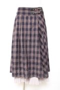 axes femme / 裾プリーツチェック柄スカート M パープル Y-26-02-04-119-AX-SK-SZ-ZY