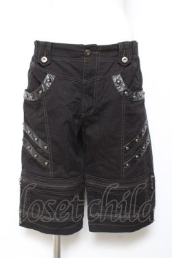 画像1: ALGONQUINS / 丸スタッズ裾WZIPハーフパンツ F 黒 Y-26-02-04-122-AL-PA-SZ-ZY
