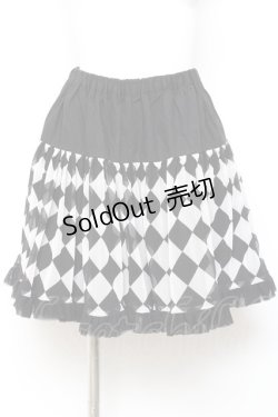画像1: PEACE NOW / ダイヤ柄チュール切替スカート M 黒×白 Y-26-02-04-123-PU-SK-SZ-ZY