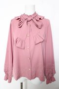 axes femme kawaii / ピンタック袖デザインブラウス M ピンク Y-26-02-05-057-AX-BL-SZ-ZY