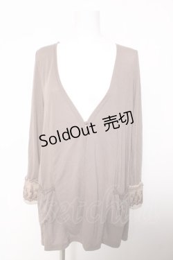 画像1: axes femme / 袖刺繍カーディガン M 茶 Y-26-02-05-061-AX-TO-SZ-ZT629