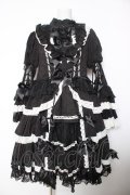 Hoshibako Works / シャルロット デコラティヴワンピース  黒×白 Y-26-02-05-065-LO-OP-SZ-ZY