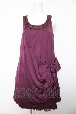 画像1: axes femme / リボンデザインドレス M パープル Y-26-02-05-078-AX-OP-SZ-ZY