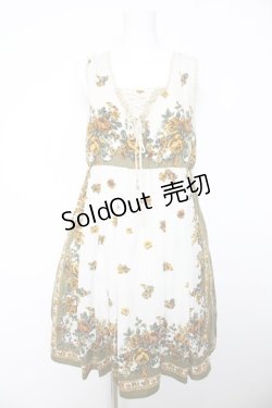 画像1: axes femme / スカーフパネル柄ワンピース M 生成り Y-26-02-05-079-AX-OP-SZ-ZY