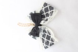 画像1: m petit by misako / レースリボンバッグチャーム  中黒 Y-26-02-05-011-LO-ZA-SZ-ZY