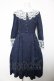 画像1: axes femme NOSTALGIE / レース襟付ジャガードワンピース M 紺 Y-26-02-05-090-AX-OP-SZ-ZY (1)