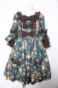 axes femme kawaii / アンティークローズ柄ワンピース M グリーン Y-26-02-05-091-AX-OP-SZ-ZY