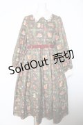 axes femme kawaii / 森のケーキ屋さん柄ワンピース M 茶 Y-26-02-05-092-AX-OP-SZ-ZH
