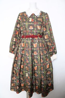 画像1: axes femme kawaii / 森のケーキ屋さん柄ワンピース M 茶 Y-26-02-05-092-AX-OP-SZ-ZY
