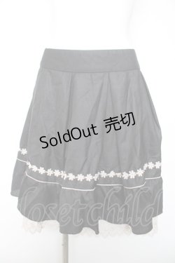 画像1: axes femme / レース使いシフォンプリーツスカート M 黒 Y-26-02-05-094-AX-SK-SZ-ZS