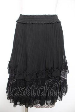 画像1: axes femme / お花レースタックスカート M 黒 Y-26-02-05-096-AX-SK-SZ-ZY