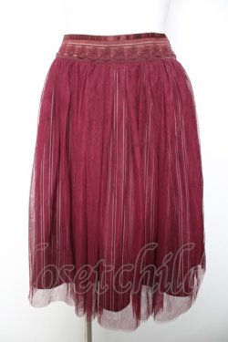 画像1: axes femme / チュール重ね柄スカート M ワイン Y-26-02-05-097-AX-SK-SZ-ZY