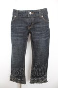 axes femme / 刺繍入りクロップドデニムパンツ L 黒 Y-26-02-05-099-AX-PA-SZ-ZY