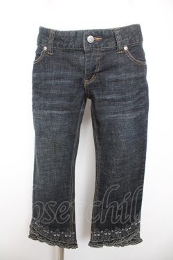 画像1: axes femme / 刺繍入りクロップドデニムパンツ L 黒 Y-26-02-05-099-AX-PA-SZ-ZY