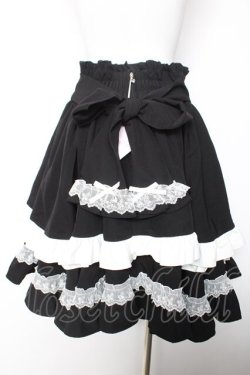 画像2: DearMyLoveEmily / フリルたっぷりリボンスカート L ブラック×ホワイト Y-26-02-05-102-LO-SK-SZ-ZY