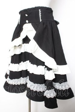 画像3: DearMyLoveEmily / フリルたっぷりリボンスカート L ブラック×ホワイト Y-26-02-05-102-LO-SK-SZ-ZY