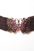 axes femme / 蝶バックルゴムベルト  茶 Y-26-02-05-019-AX-BL-SZ-ZY