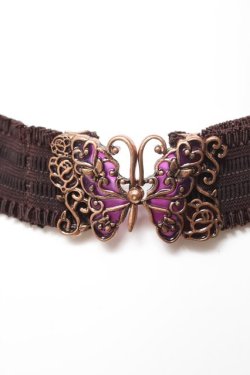 画像1: axes femme / 蝶バックルゴムベルト  茶 Y-26-02-05-019-AX-BL-SZ-ZY