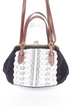 画像1: axes femme / レースショルダーバッグ  紺 Y-26-02-05-033-AX-BG-SZ-ZY