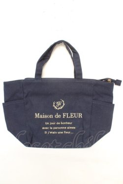 画像1: Maison de FLEUR / サイドポケットSトートバッグ F ネイビー Y-26-02-05-037-LO-BG-SZ-ZY