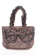 Maison de FLEUR / チェックリボンフリルハンドルトートSバッグ F ブラウン Y-26-02-05-038-LO-BG-SZ-ZY