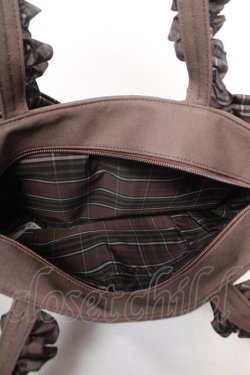 画像3: Maison de FLEUR / チェックリボンフリルハンドルトートSバッグ F ブラウン Y-26-02-05-038-LO-BG-SZ-ZY
