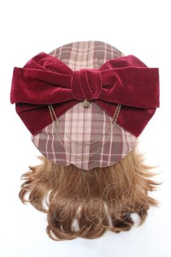 画像1: axes femme / タータンチェックリボンベレー  茶 Y-26-02-05-041-AX-AC-SZ-ZY